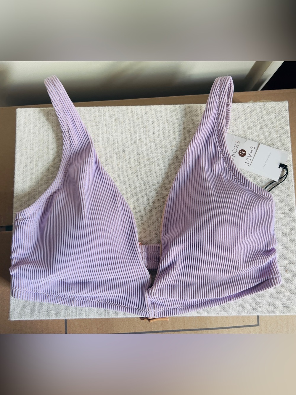 Shade & Shore Lavender Ribbed Bikini Top